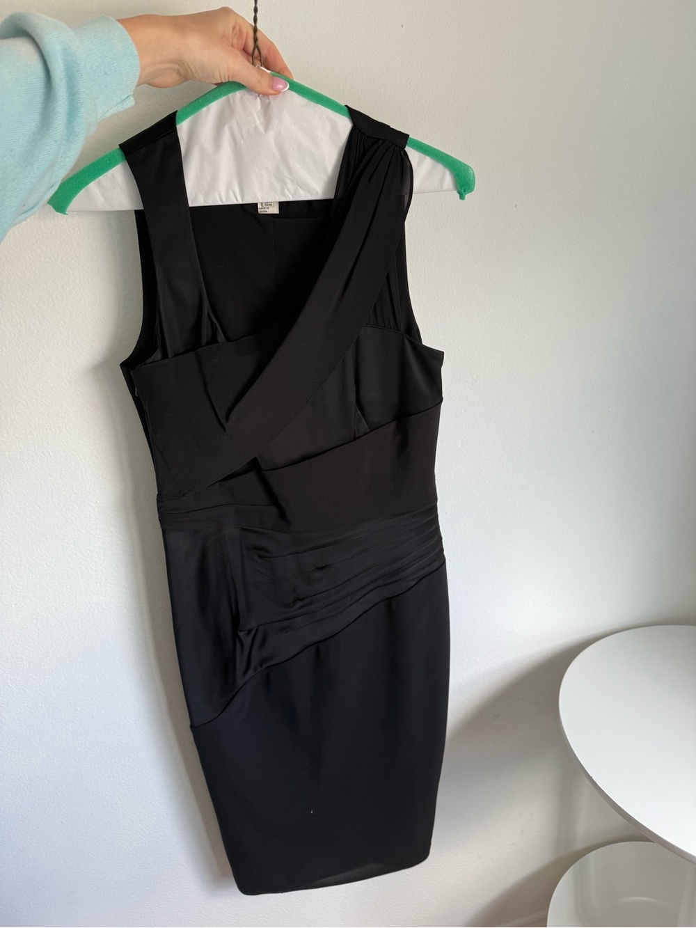 REISS Black Sleeveless Draped Sheath Dress